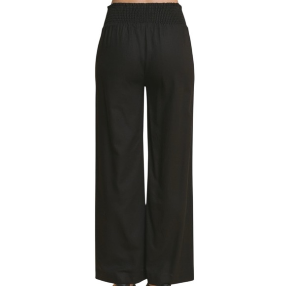 Love Tree Linen Blend Smocked Waist Pants with Pockets - Picture 2 of 2